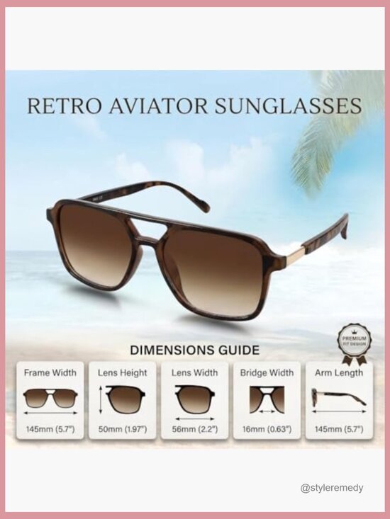 Retro Aviator Sunglasses with UV400 Protection, Plastic Frame main image 6